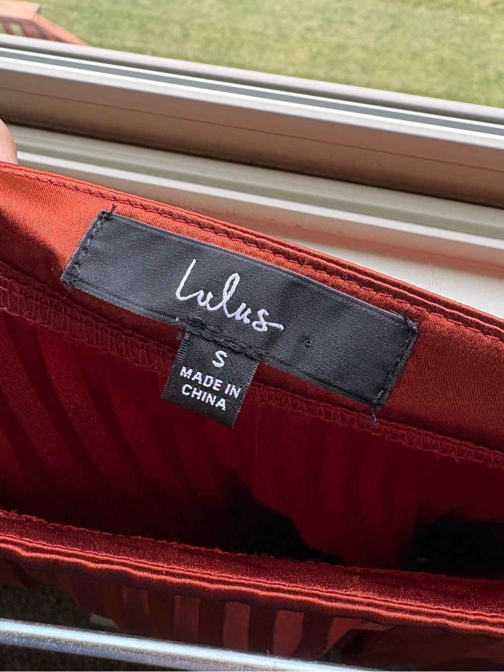 Lulus Rust Brown Satin Pleated Midi Skirt - Picture 4 of 4
